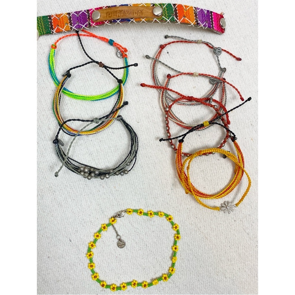 Lot of 10 Pura Vida Colorful String Bracelets and beaded anklet